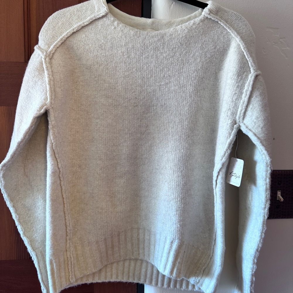 NWT FreePeople Cream Chunky Knit Crew Neck Sweater
